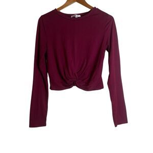 3 for $30! Faye red long sleeve cropped shirt
